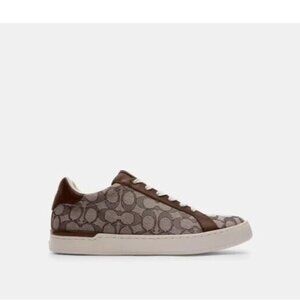 Coach Low Top Sneakers Men's Size 10/11 Khaki Trainer In Signature Jacquard